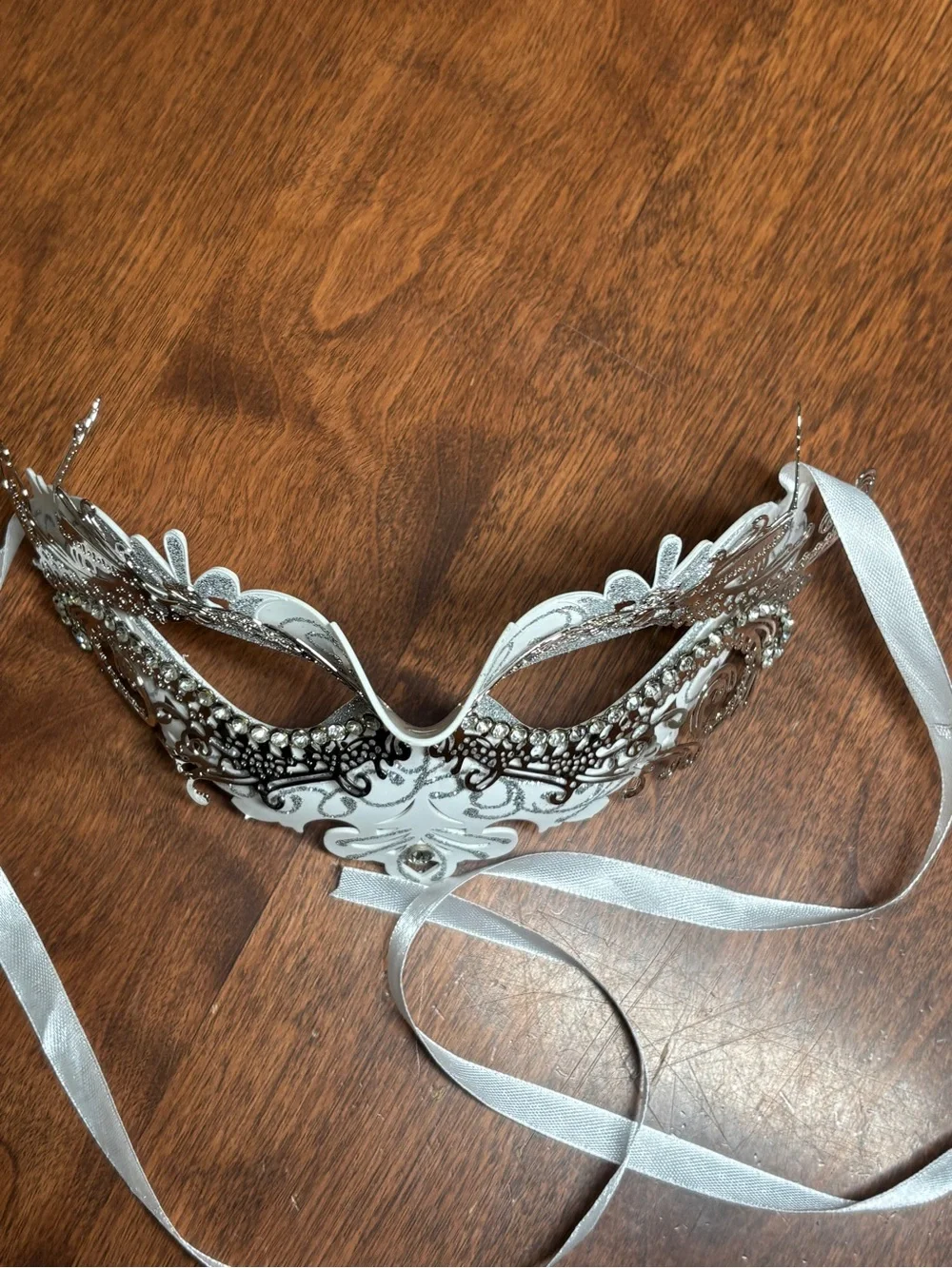 Silver Rhinestone Venetian Masquerade Mask by